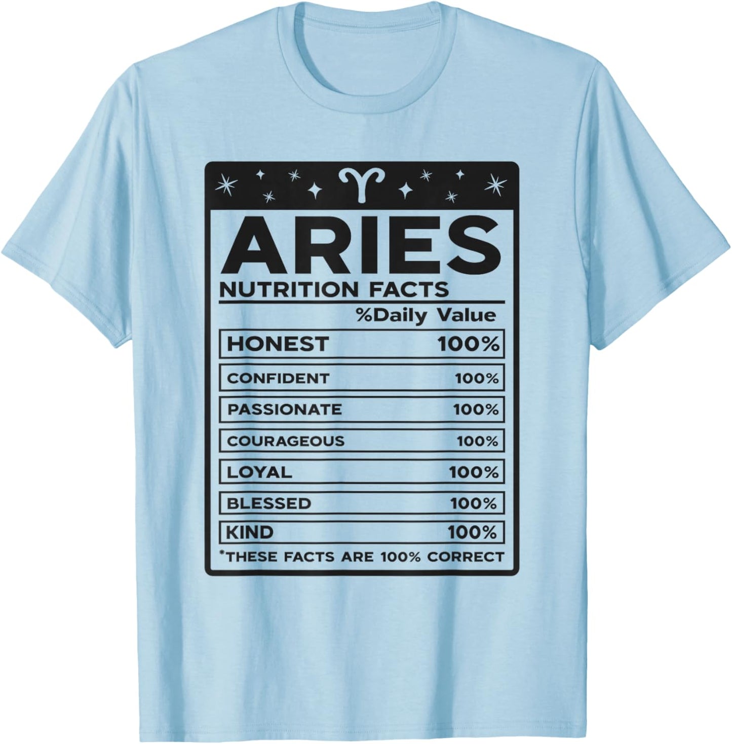 Aries Nutritional Style Zodiac Design, Aries T-Shirt - T-Shirt | Light Blue