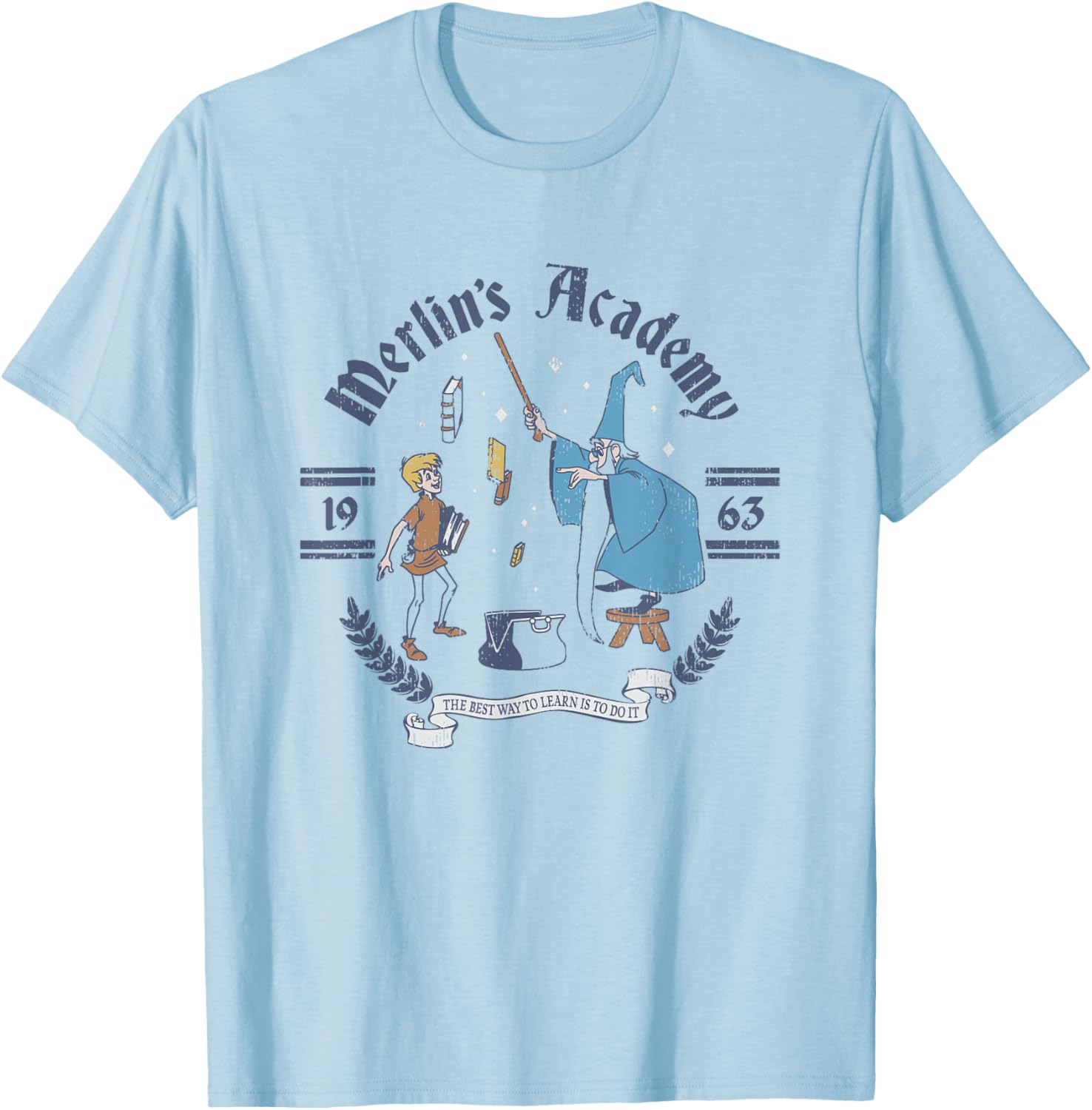 Disney The Sword in The Stone Merlin's Academy Vintage T-Shirt - T-Shirt | Light Blue