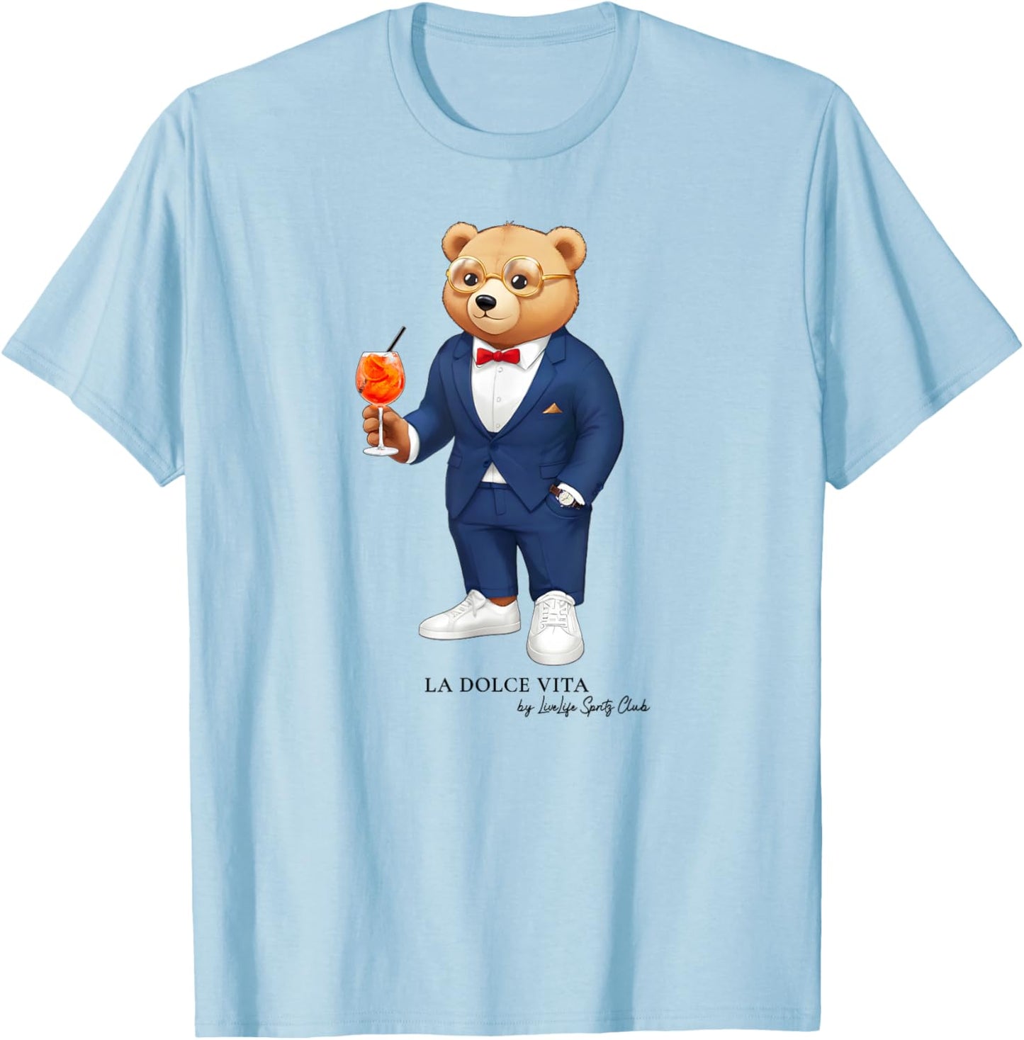 LA DOLCE VITA X Bear Costume Bear Aperölchen Spritz , White, S T-Shirt - T-Shirt | Light Blue