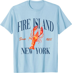 Fire Island New York Est. 1825 - Old Money, Aesthetic T-Shirt - T-Shirt | Light Blue