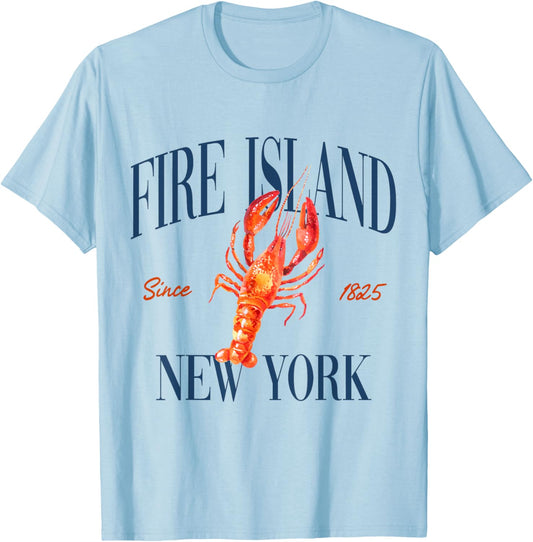 Fire Island New York Est. 1825 - Old Money, Aesthetic T-Shirt - T-Shirt | Light Blue