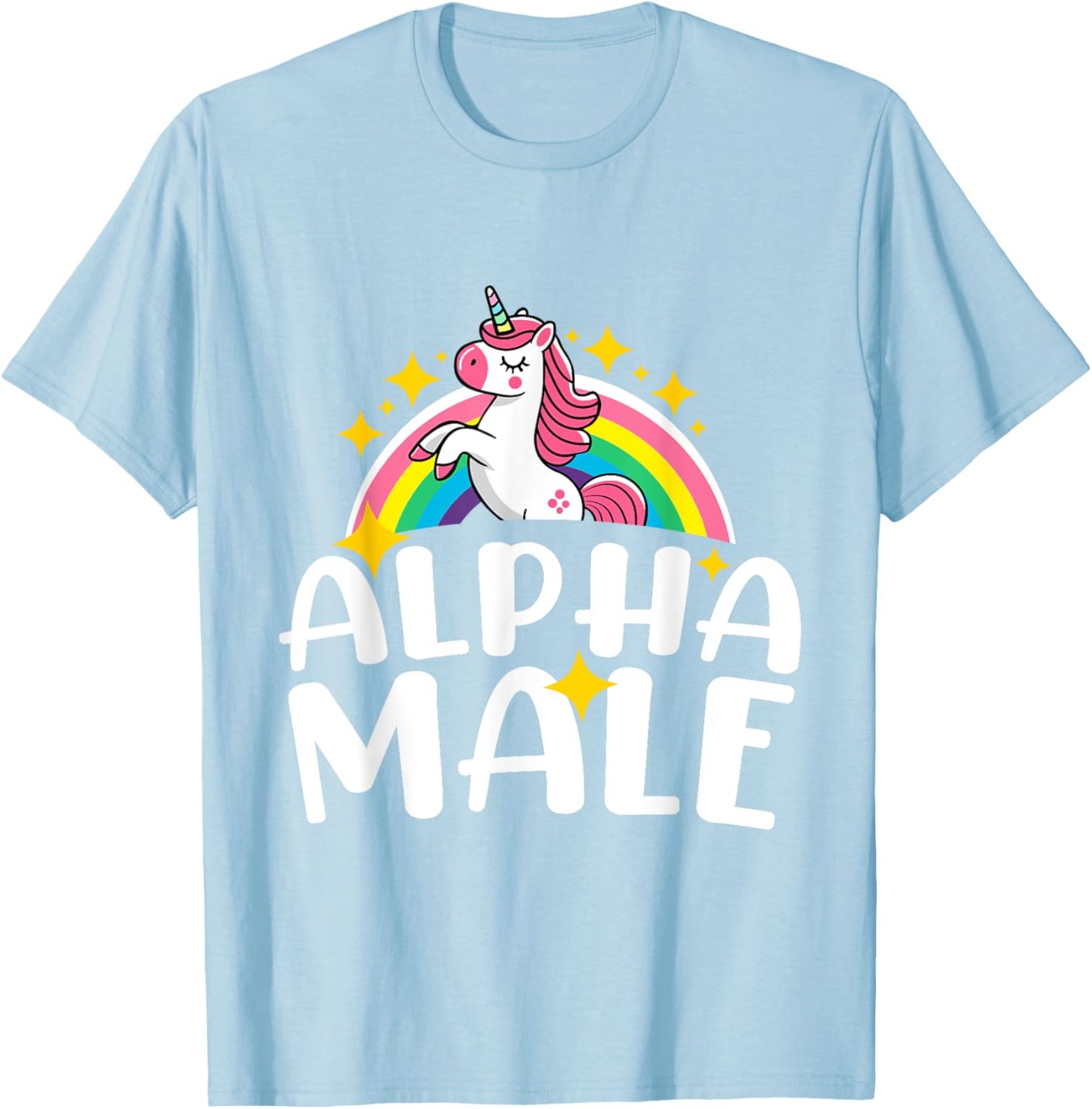 Alpha Male Unicorn Rainbow Funny Humor Sarcastic Hilarious T-Shirt - T-Shirt | Light Blue