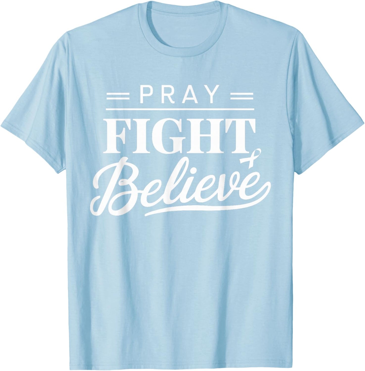 October Women Pink Ribbon Breast Cancer Awareness T-Shirt - T-Shirt | Light Blue