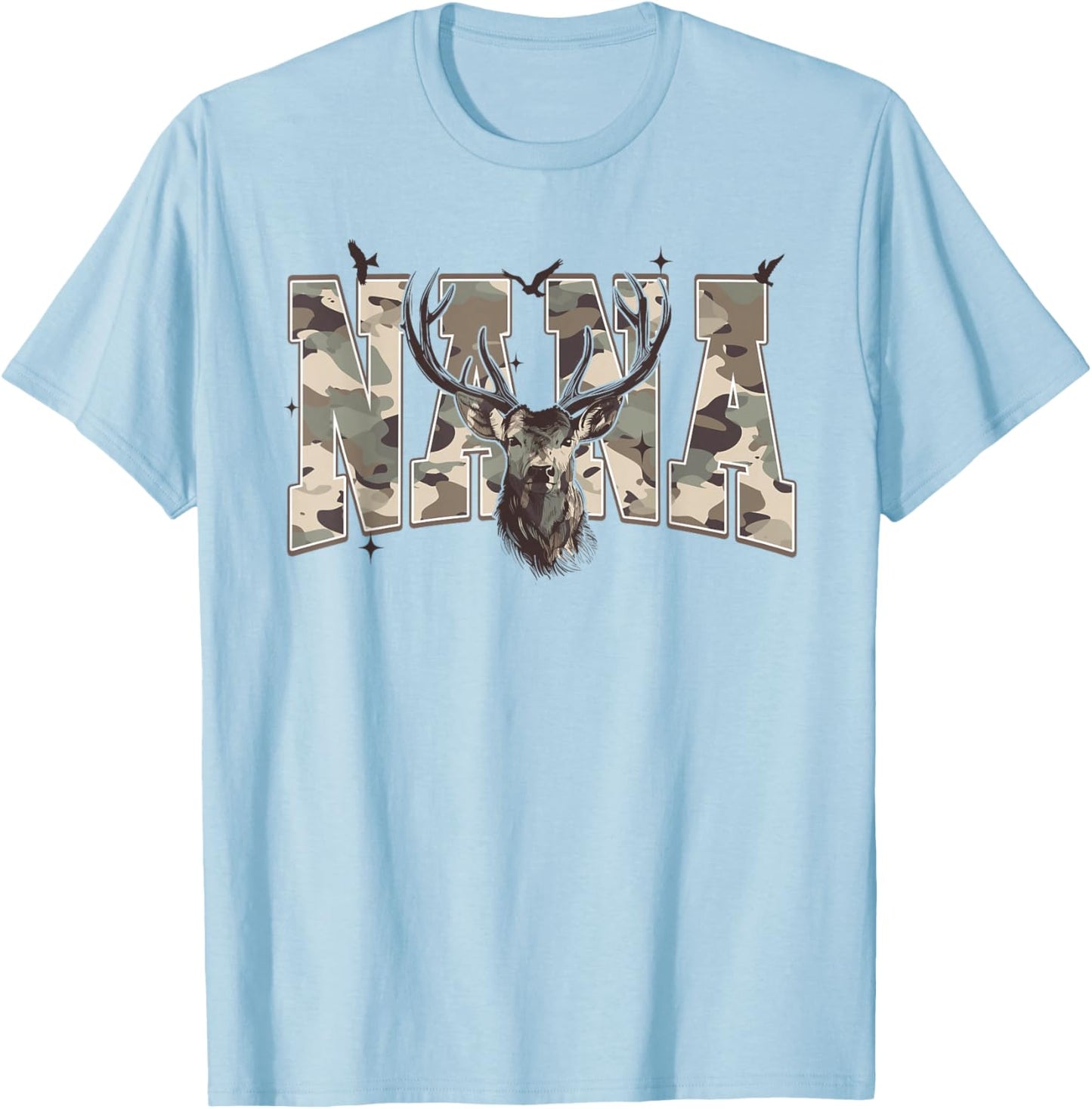 Old School Camo Nana Hunting, Camouflage Deer Mother's Day T-Shirt - T-Shirt | Light Blue