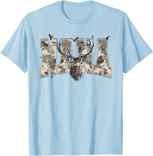 Old School Camo Nana Hunting, Camouflage Deer Mother's Day T-Shirt - T-Shirt | Light Blue