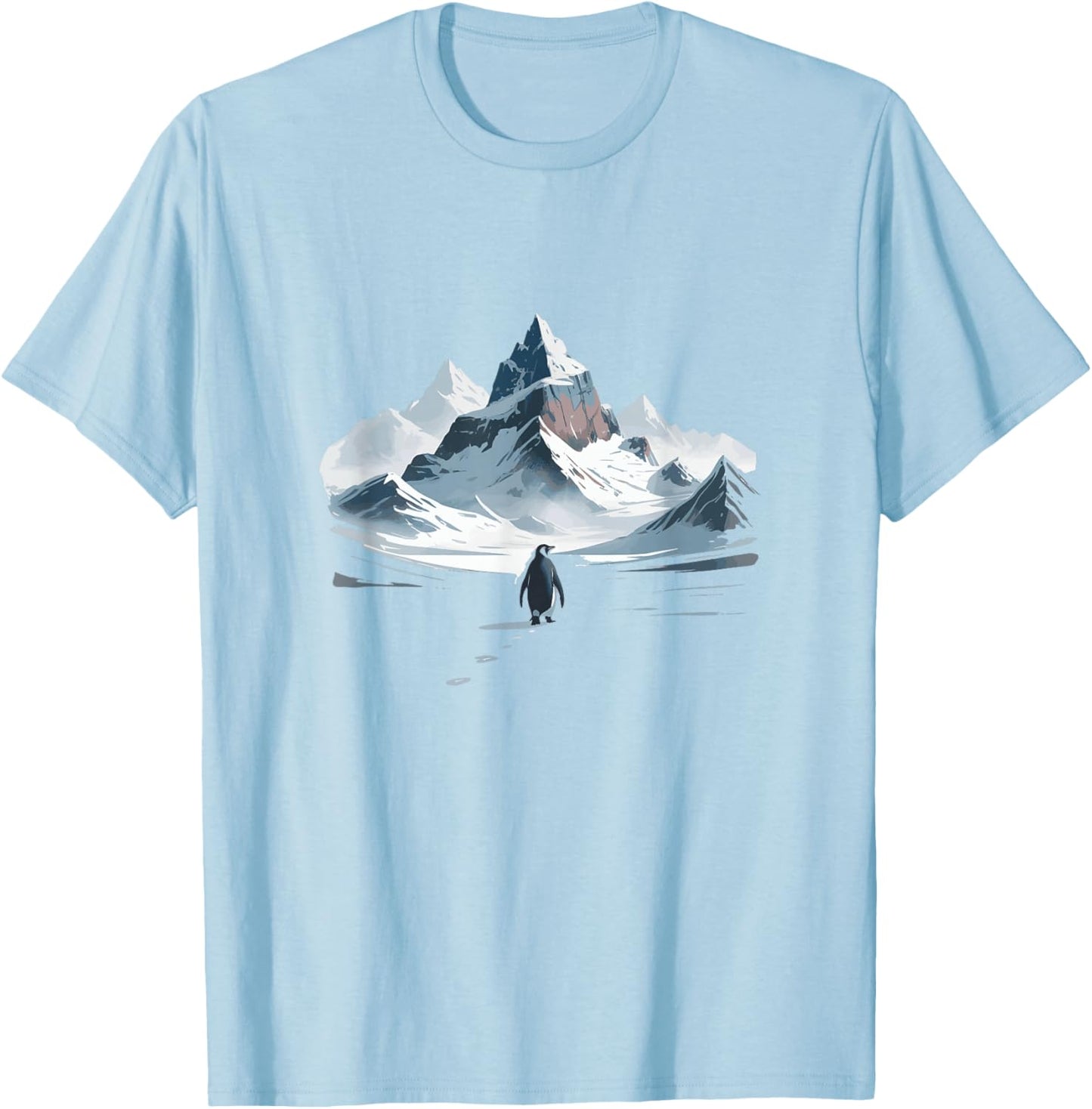 Penguin, But Why Go to the Mountains? Penguins Meme T-Shirt - T-Shirt | Light Blue