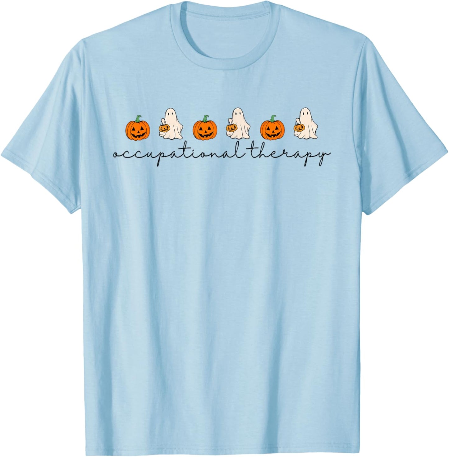 Halloween Occupational Therapy Cute Ghost Pumpkin OT Gift T-Shirt - T-Shirt | Light Blue