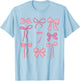 Hello Seven Coquette Preppy Pink Bow 7th Birthday Girl T-Shirt - T-Shirt | Light Blue