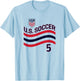 Antonee Robinson 5 White USMNT Officially Licensed T-Shirt - T-Shirt | Light Blue