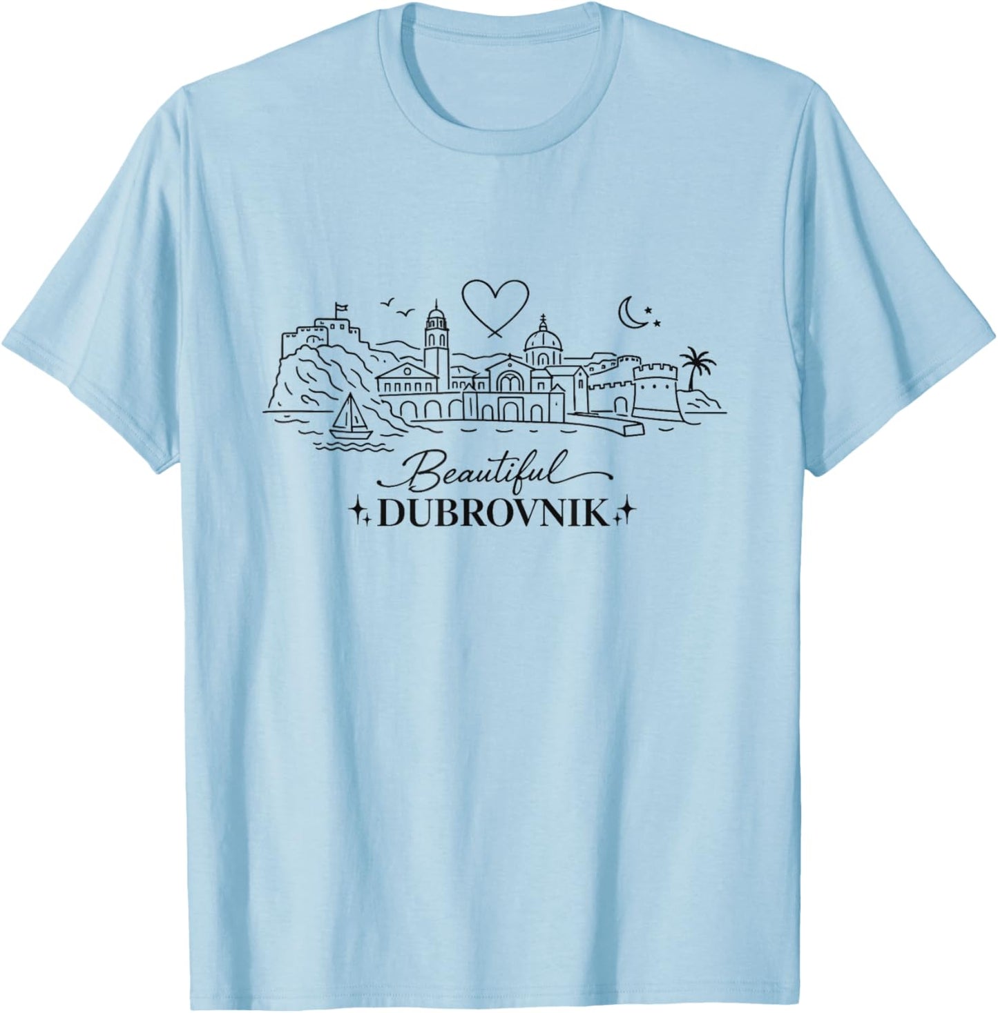 Beautiful Dubrovnik Croatia Travel T-Shirt - T-Shirt | Light Blue