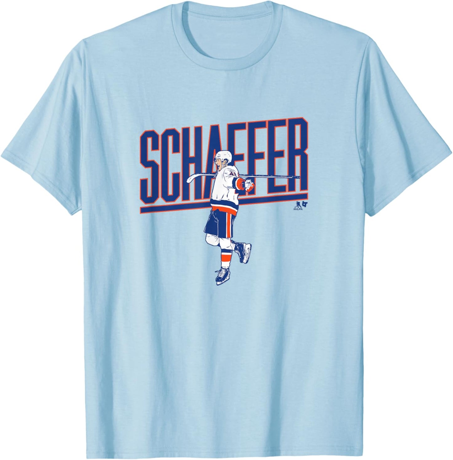 Matthew Schaefer - Name Pose - New York Hockey T-Shirt - T-Shirt | Light Blue