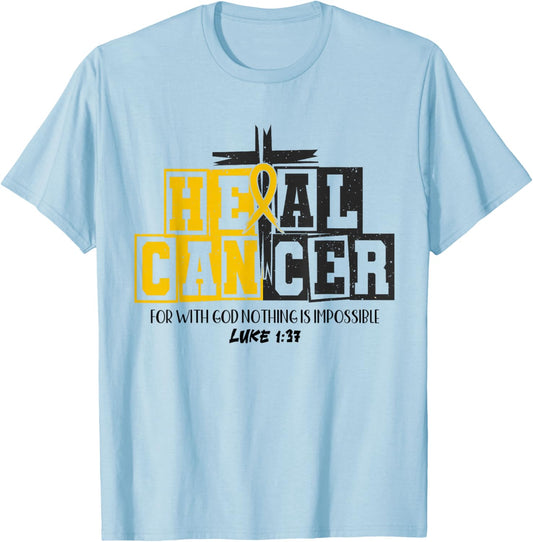 Heal Cancer Childhood Cancer Awareness God Christian Kids T-Shirt - T-Shirt | Light Blue