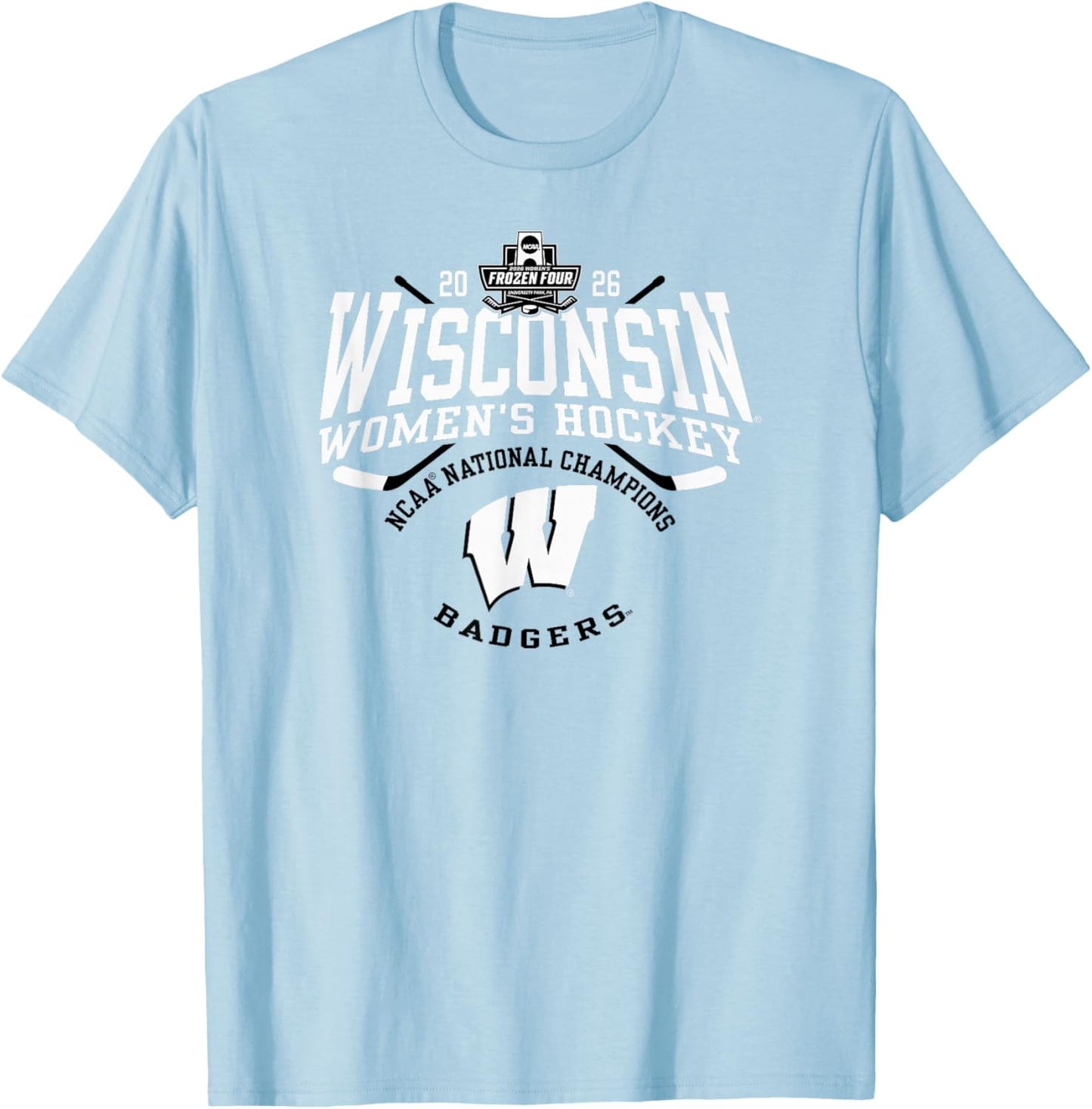 Wisconsin Badgers Women's Hockey National Champs 2026 Red T-Shirt - T-Shirt | Light Blue