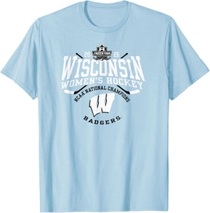 Wisconsin Badgers Women's Hockey National Champs 2026 Red T-Shirt - T-Shirt | Light Blue