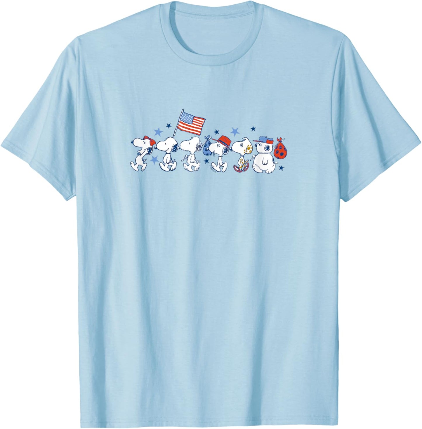 Snoopy & Siblings - Americana Parade T-Shirt - T-Shirt | Light Blue