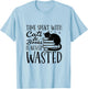 Time Spent With Cats And Books Is Never Wasted T-Shirt - T-Shirt | Light Blue