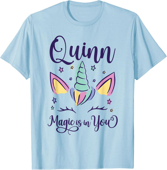First Name Quinn Personalized I Love Quinn T-Shirt - T-Shirt | Light Blue