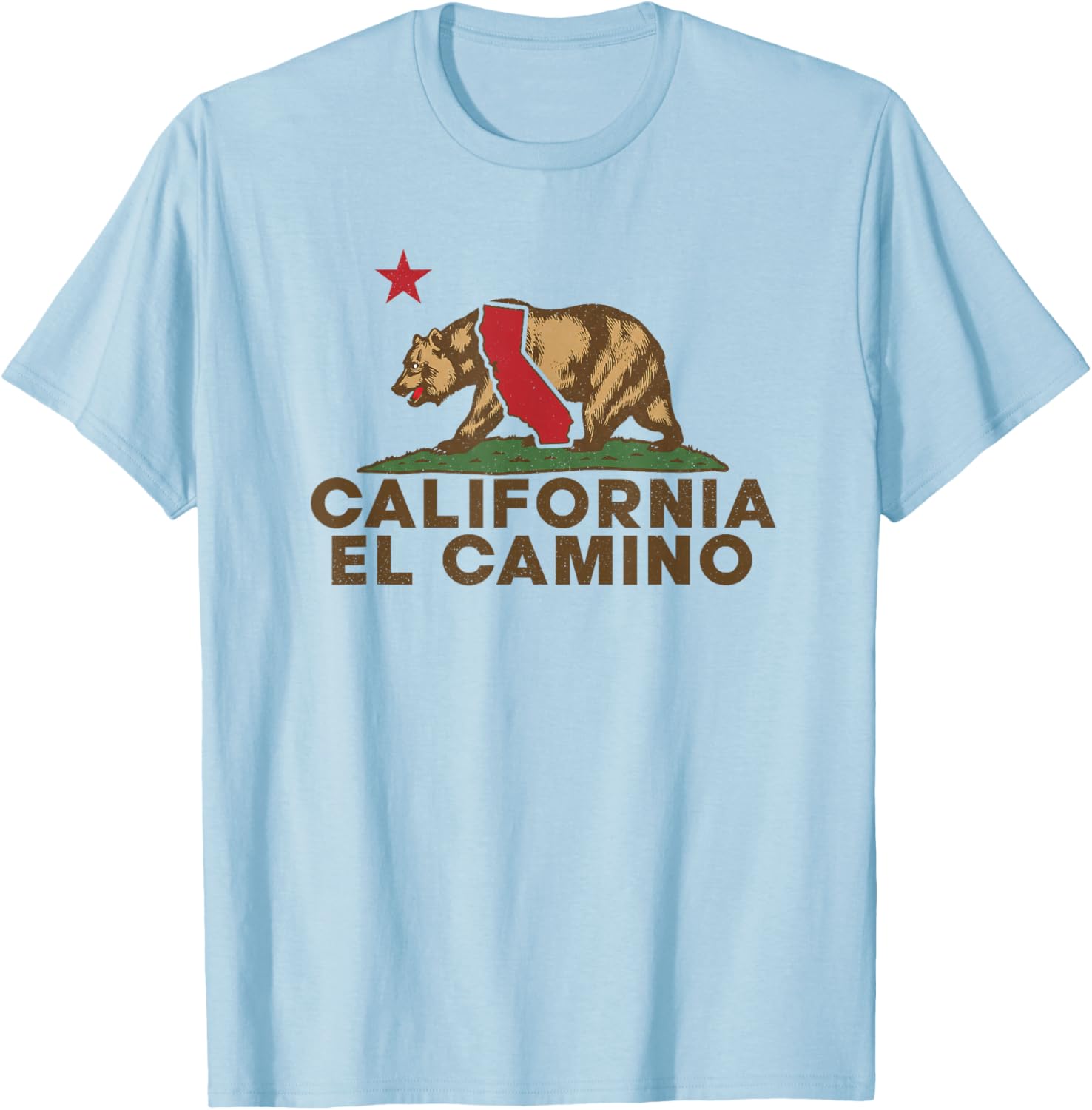 El Camino California Bear Vintage State Pride Design T-Shirt - T-Shirt | Light Blue