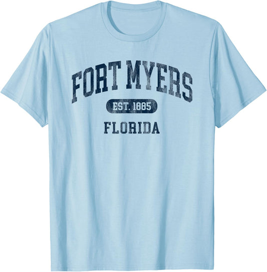 Fort Myers Florida Retro Preppy Throwback Souvenir T-Shirt - T-Shirt | Light Blue