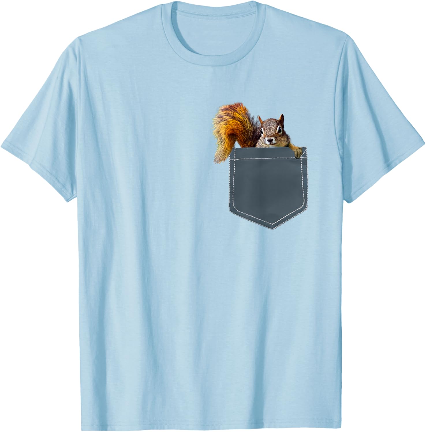 Cute Squirrel in Pocket Shirt , Women, Kids T-Shirt - T-Shirt | Light Blue