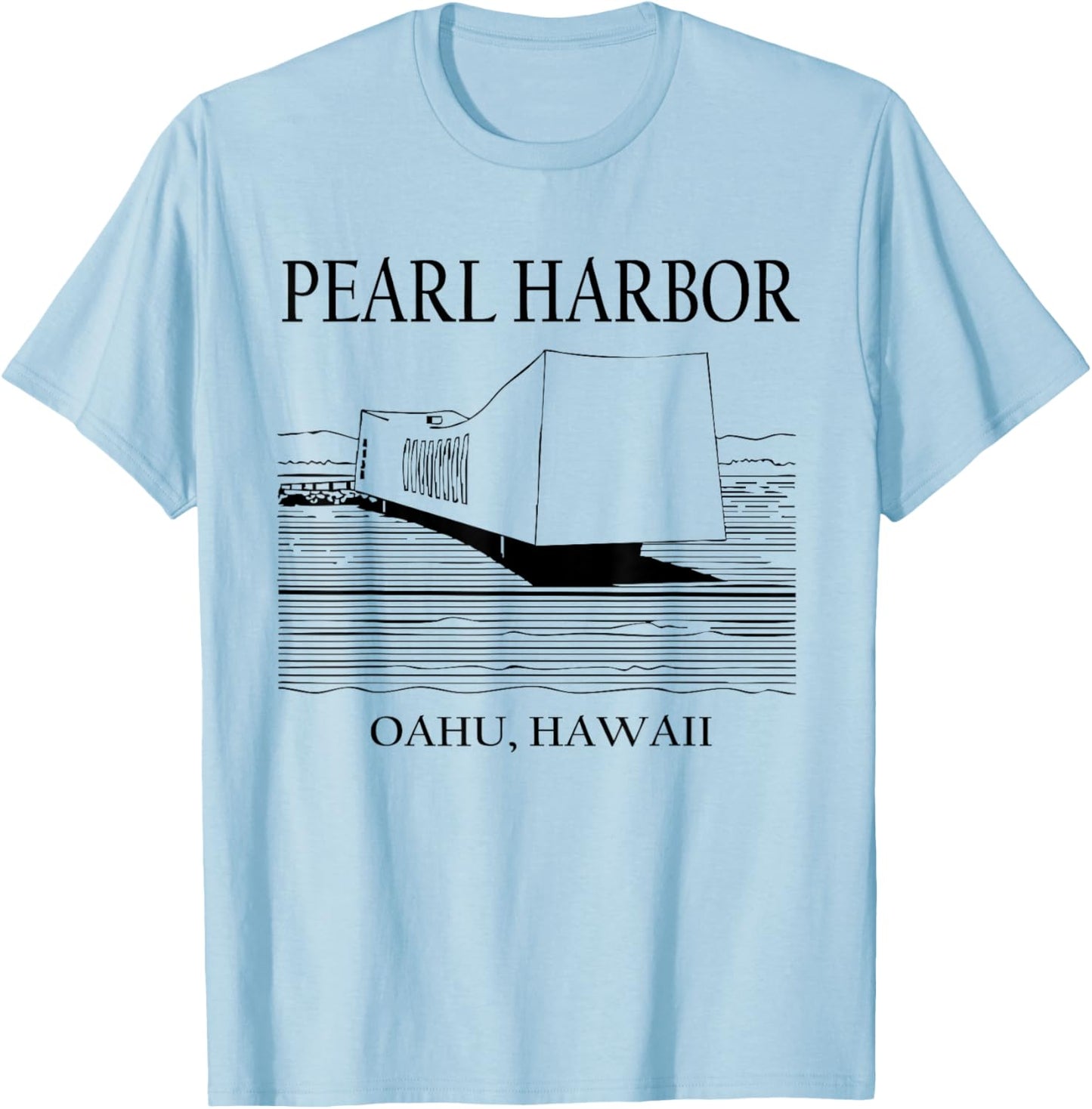 Pearl Harbor Hawaii Minimalist Historic Travel Souvenir T-Shirt - T-Shirt | Light Blue