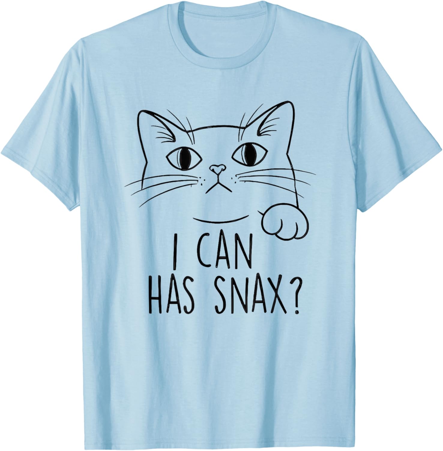Funny Cat Lover Humor for Cat Mom I Can Has Snacks T-Shirt - T-Shirt | Light Blue