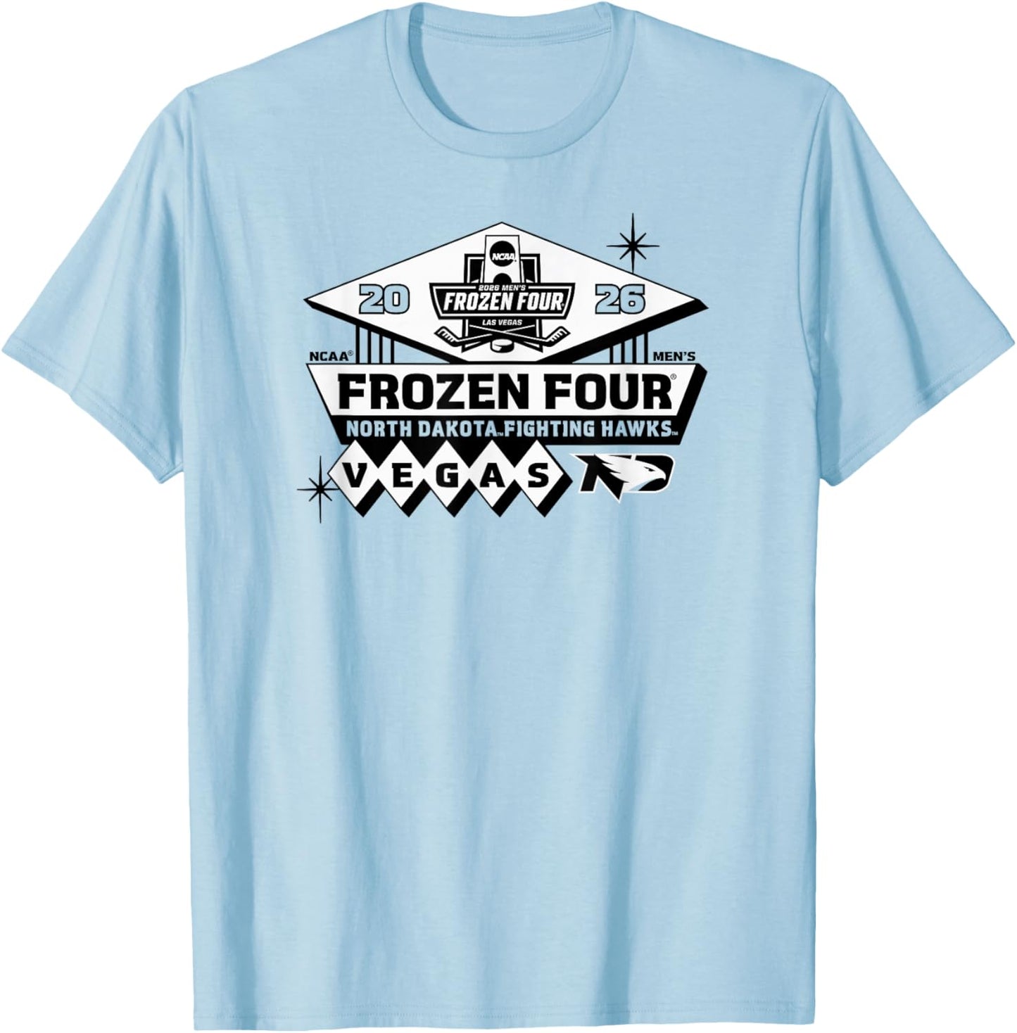 North Dakota Fighting Hawks 2026 Frozen Four Men's Hockey T-Shirt - T-Shirt | Light Blue