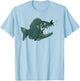 Funny Fishing Big Funny Fish with Fisherman Fishing T-Shirt - T-Shirt | Light Blue