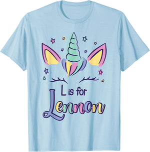First Name Lennon Personalized L Is For Lennon T-Shirt - T-Shirt | Light Blue