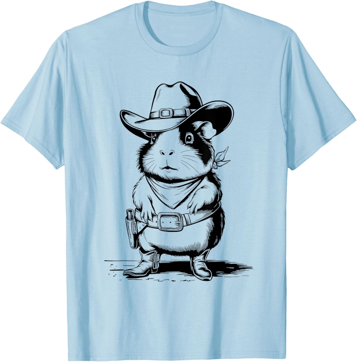 Funny Guinea Pig Cowboy Western Country Guinea Pig T-Shirt - T-Shirt | Light Blue