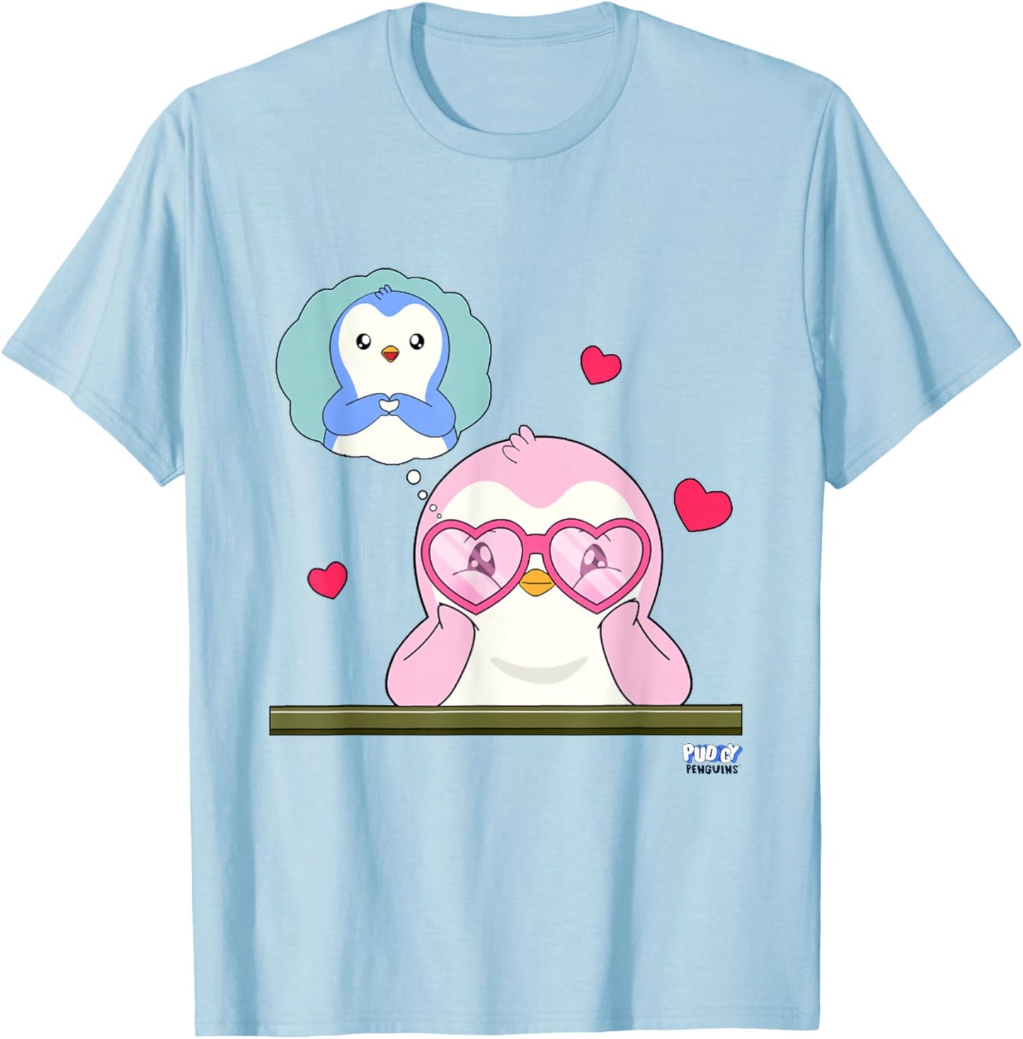 Official Pudgy Penguins Merch | Polly's Crush T-Shirt - T-Shirt | Light Blue