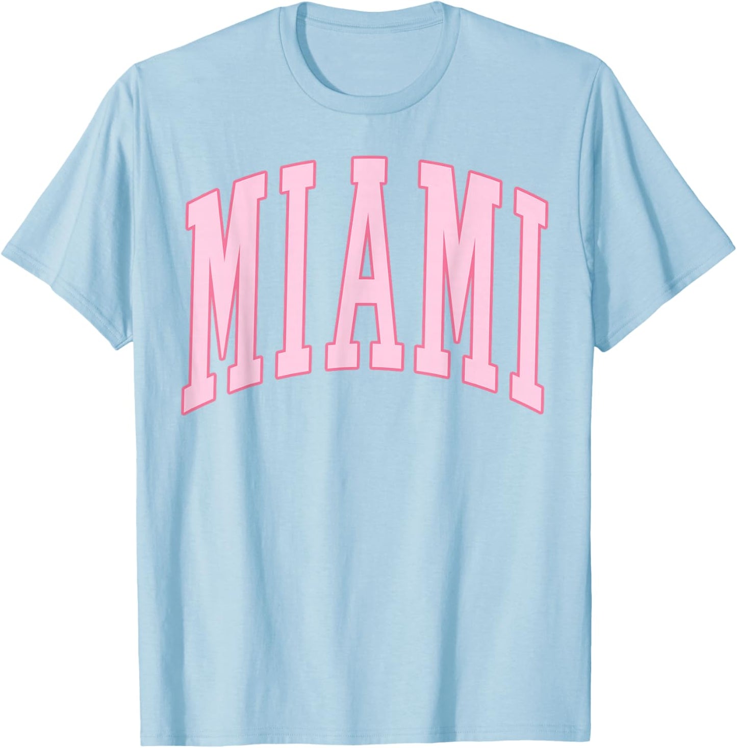 Miami Vintage Preppy Varsity Pink Sports T-Shirt - T-Shirt | Light Blue