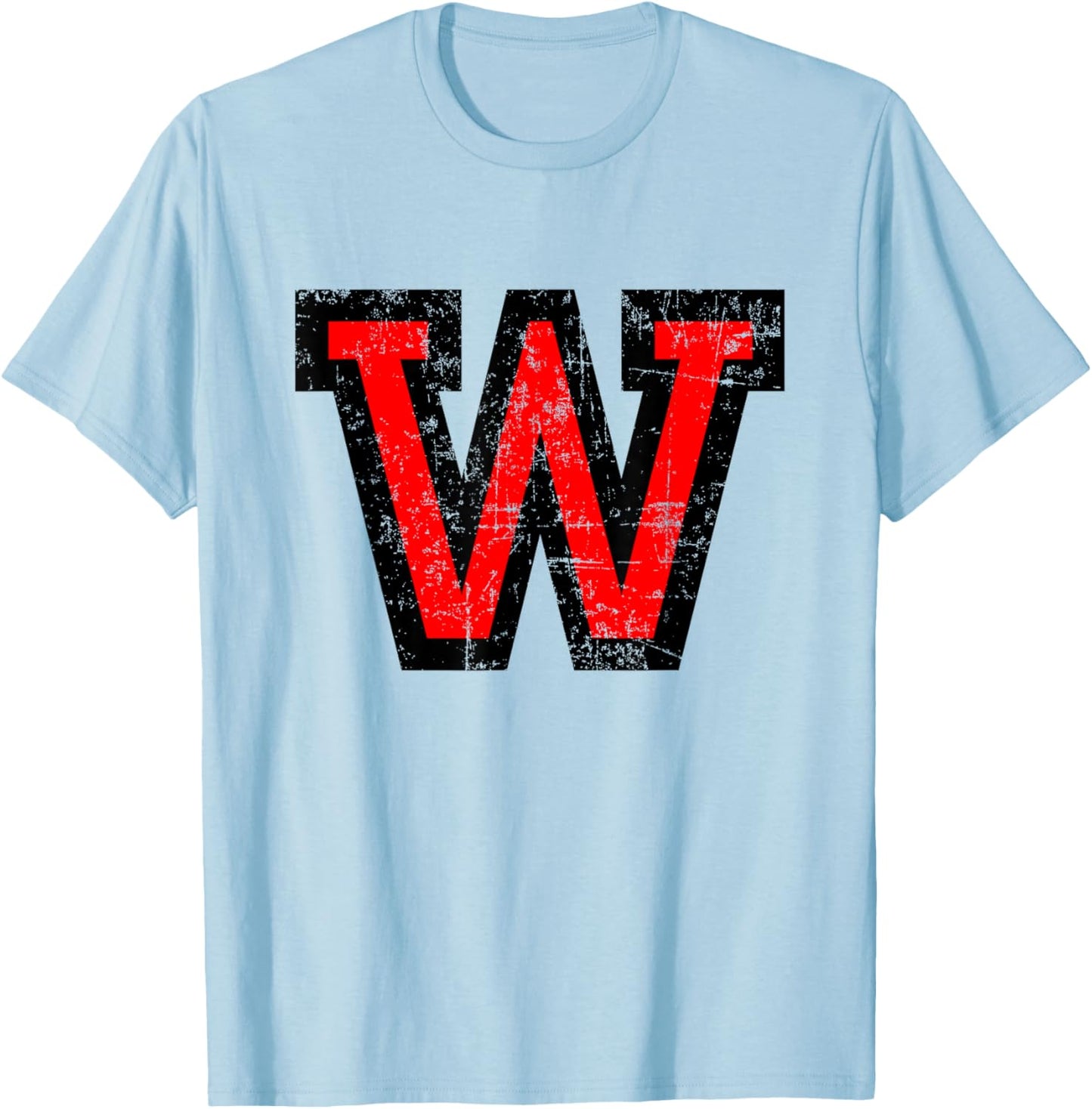 Letter W (Vintage Black-Red) T-Shirt - T-Shirt | Light Blue