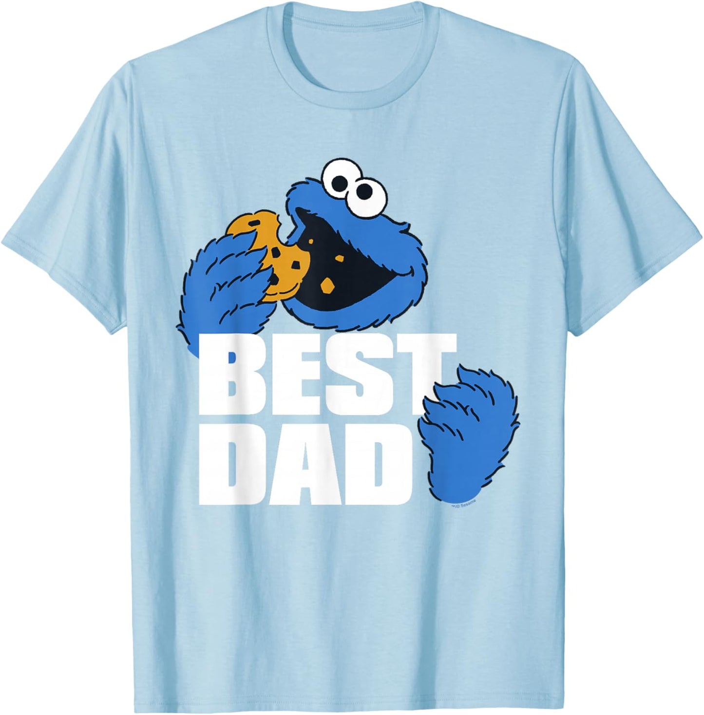 Sesame Street Father's Day Cookie Monster Best Dad T-Shirt - T-Shirt | Light Blue