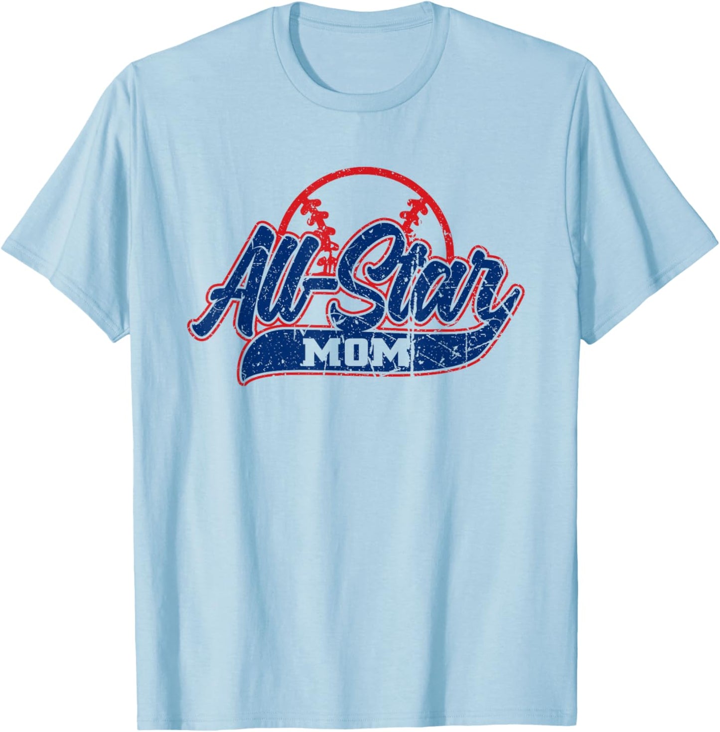 Retro Baseball All-Star Mom T-Shirt - T-Shirt | Light Blue