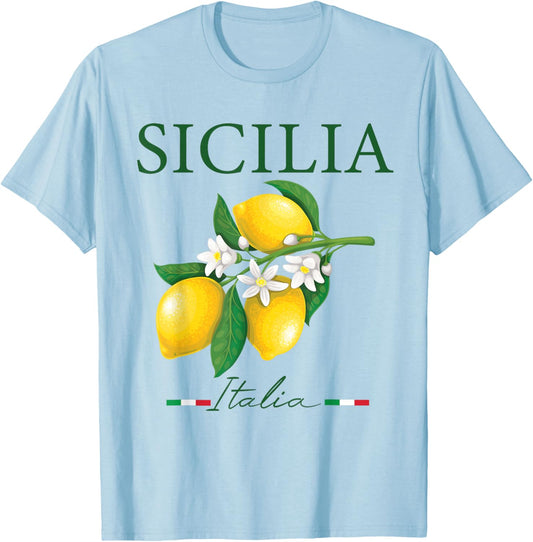 Sicilia Italia Italian Lemons Proud Sicilian Italy Lovers T-Shirt - T-Shirt | Light Blue