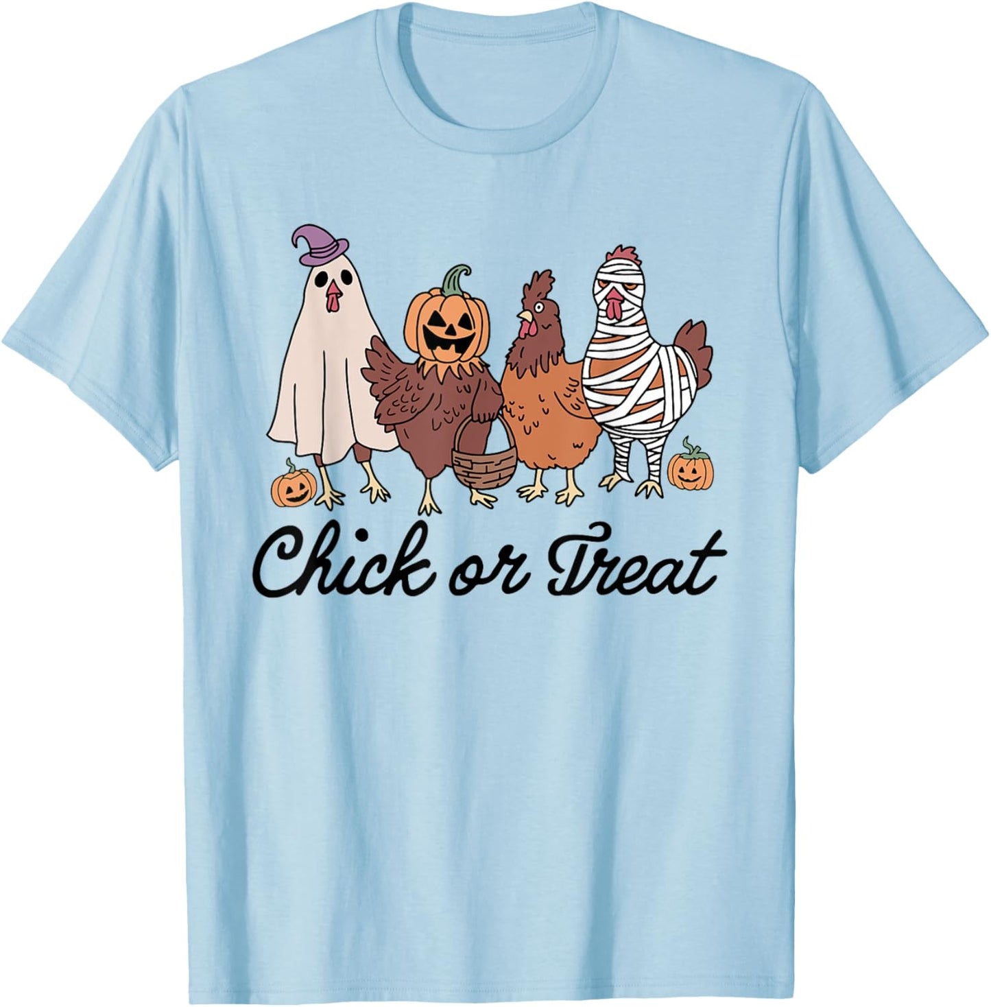 Chick Or Treat Halloween Witch Spooky Chicken T-Shirt - T-Shirt | Light Blue