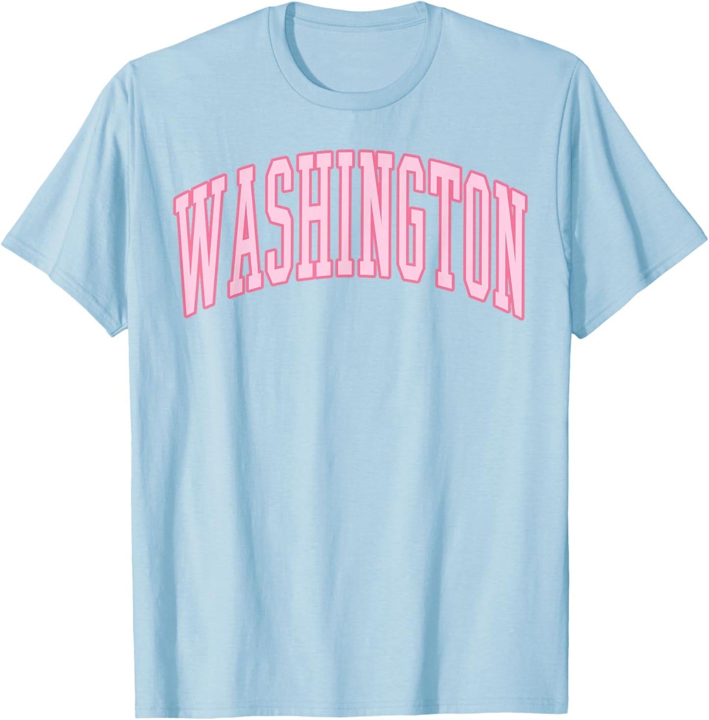 Washington Vintage Preppy Varsity Pink Sports T-Shirt - T-Shirt | Light Blue