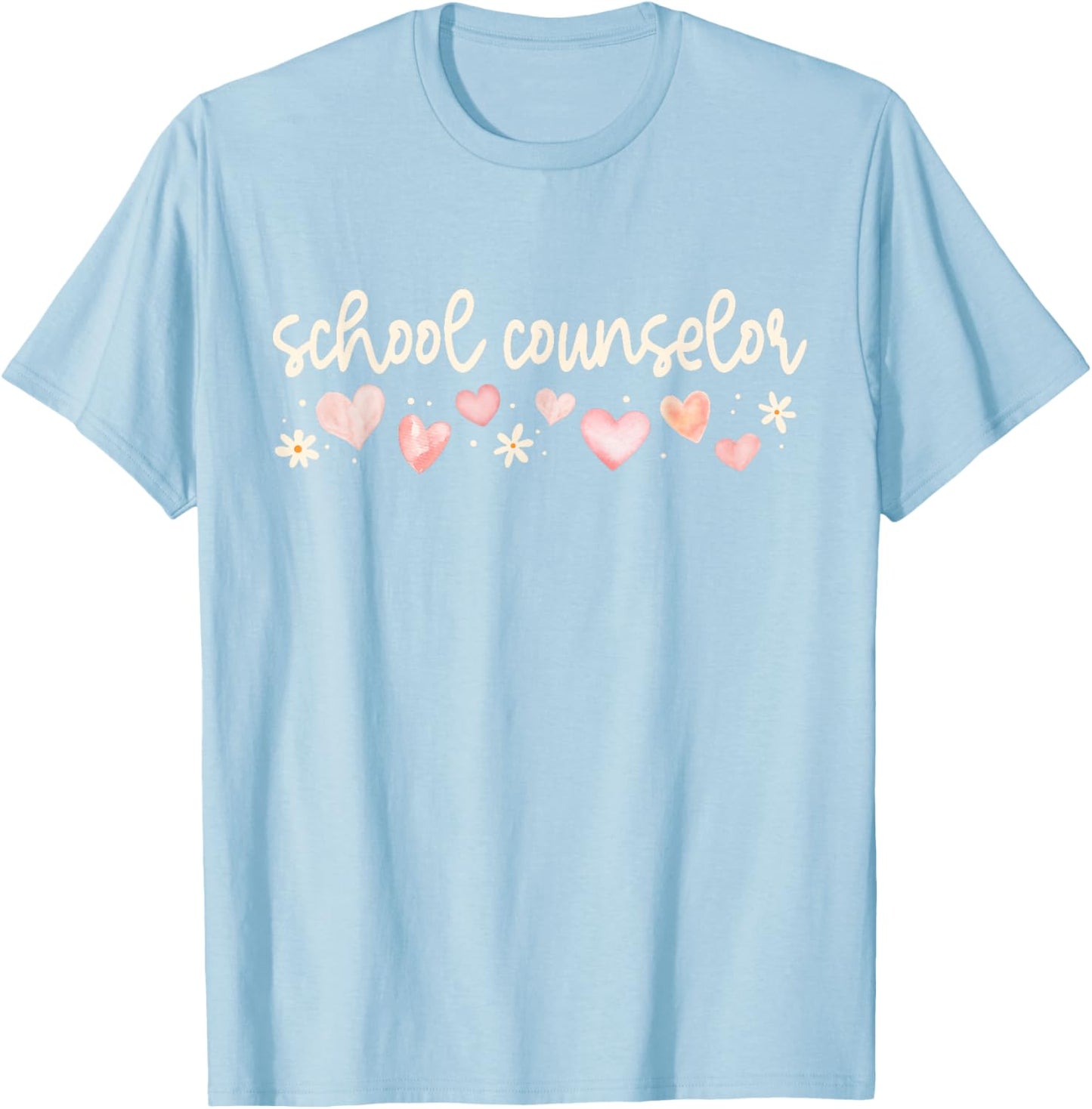 School Counselor Valentines Day Counseling Therapy Hearts T-Shirt - T-Shirt | Light Blue