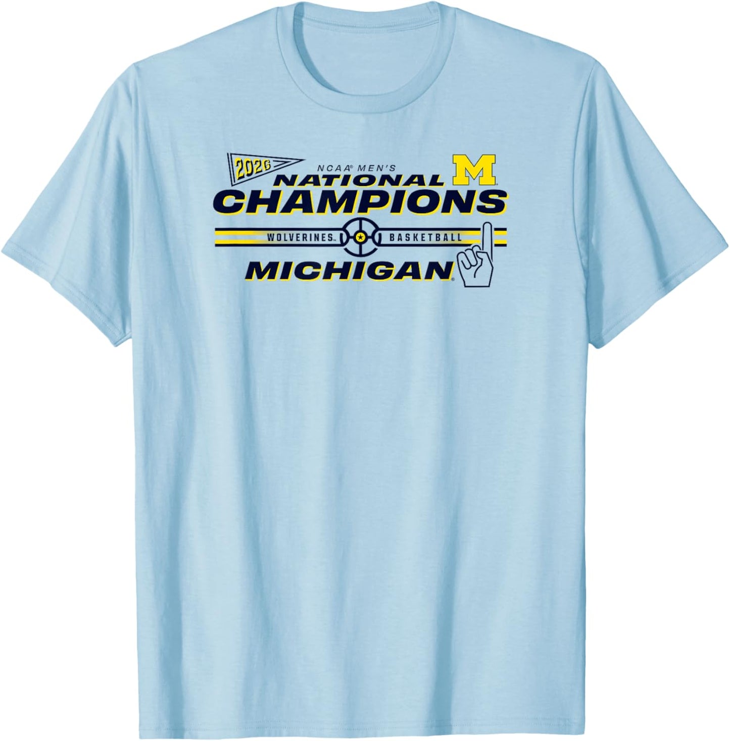 Michigan Wolverines 2026 National Champs Basketball Bracket T-Shirt - T-Shirt | Light Blue