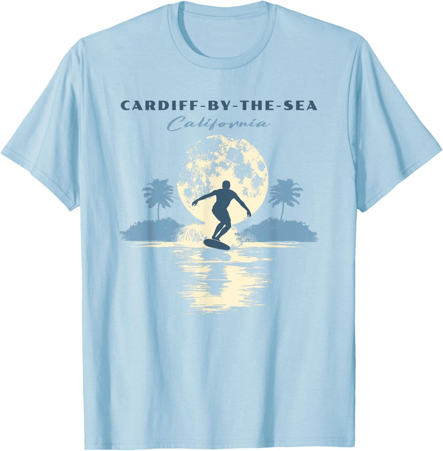 Cardiff-by-the-Sea Beach Retro Vintage Surf Women Kids T-Shirt - T-Shirt | Light Blue