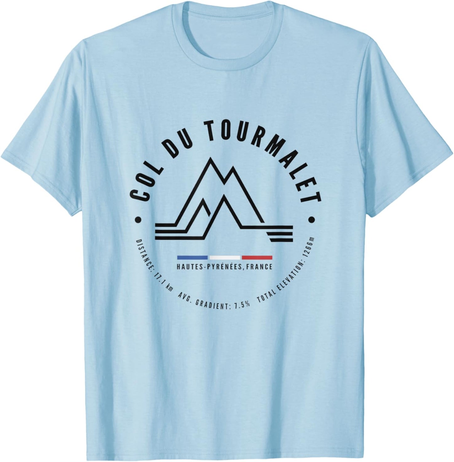Col Du Tourmalet Mountain Pass France Cycling Racing Bike T-Shirt - T-Shirt | Light Blue