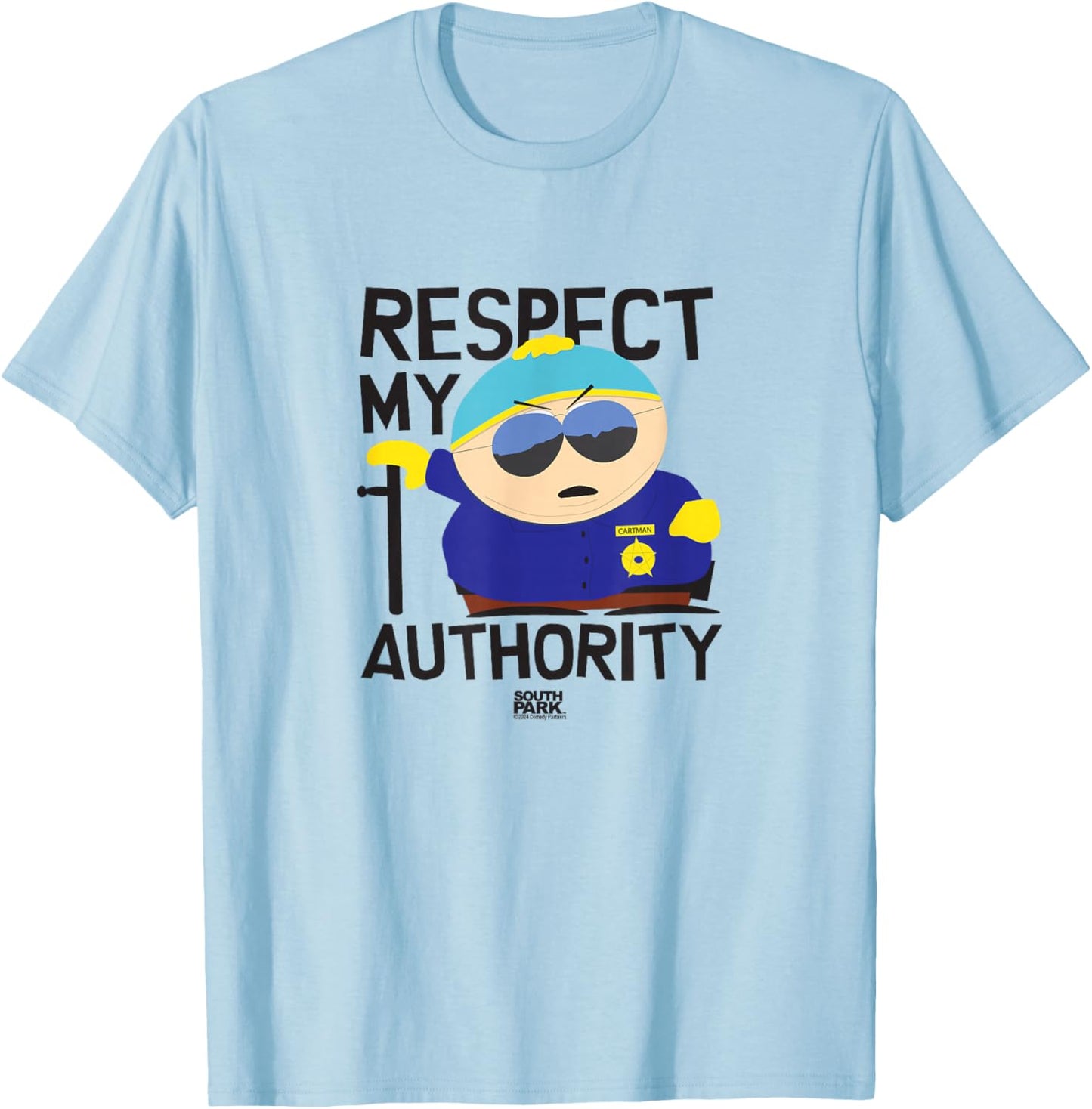 South Park Cartman Respect My Authority T-Shirt - T-Shirt | Light Blue