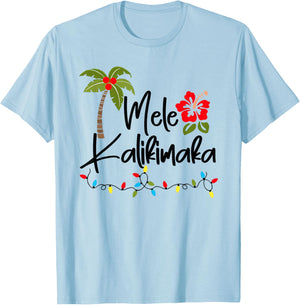 Mele Kalikimaka Tropical Christmas Hawaiian Xmas T-Shirt - T-Shirt | Light Blue