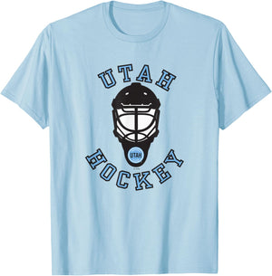 Utah Hockey Club Hockey Mask Gray Officially Licensed T-Shirt - T-Shirt | Light Blue