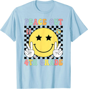 Peace Out 4th Grade Graduation Last Day School Fourth Grade T-Shirt - T-Shirt | Light Blue