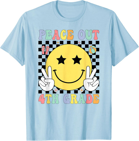 Peace Out 4th Grade Graduation Last Day School Fourth Grade T-Shirt - T-Shirt | Light Blue
