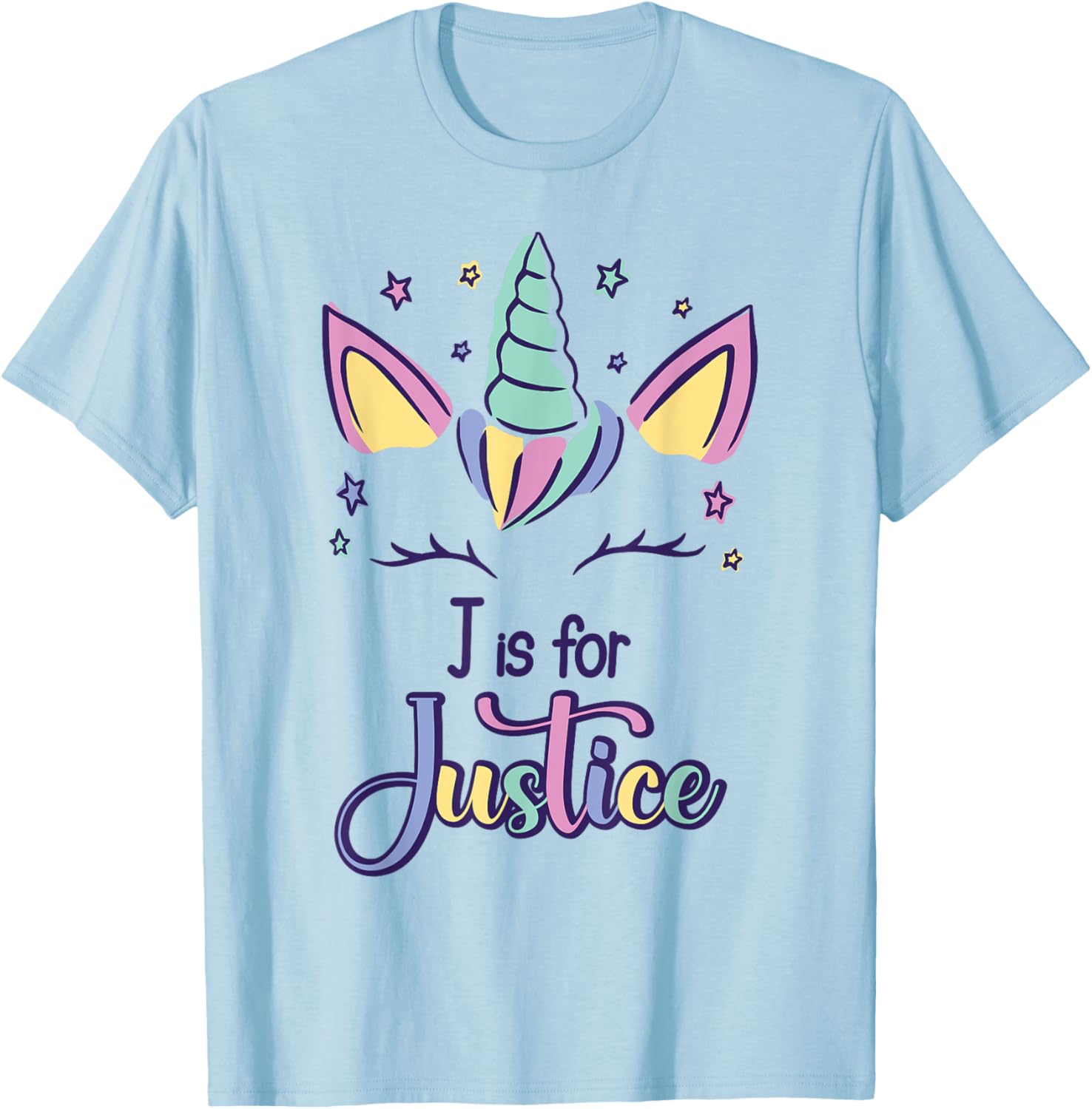 First Name Justice Personalized J Is For Justice T-Shirt - T-Shirt | Light Blue