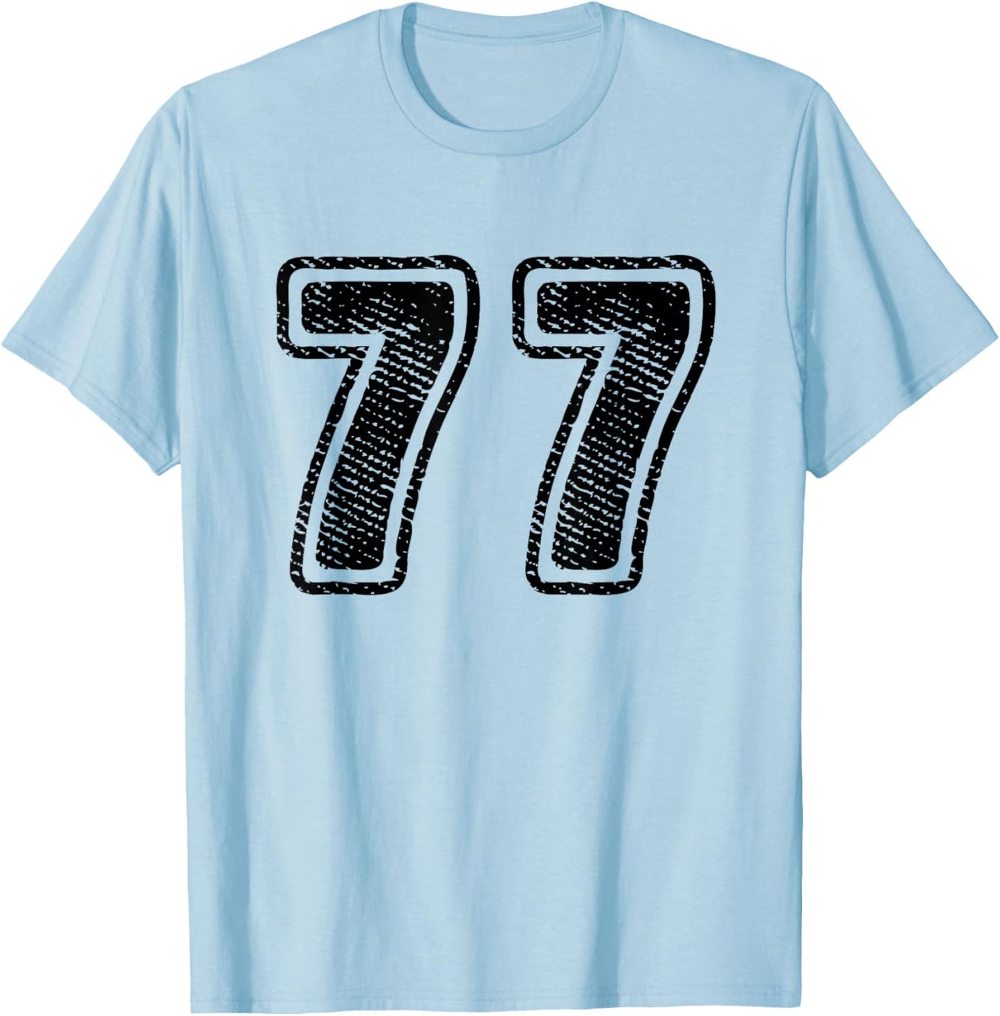 Number 77 On Front Big Bold 77 Team Group Player Matching T-Shirt - T-Shirt | Light Blue