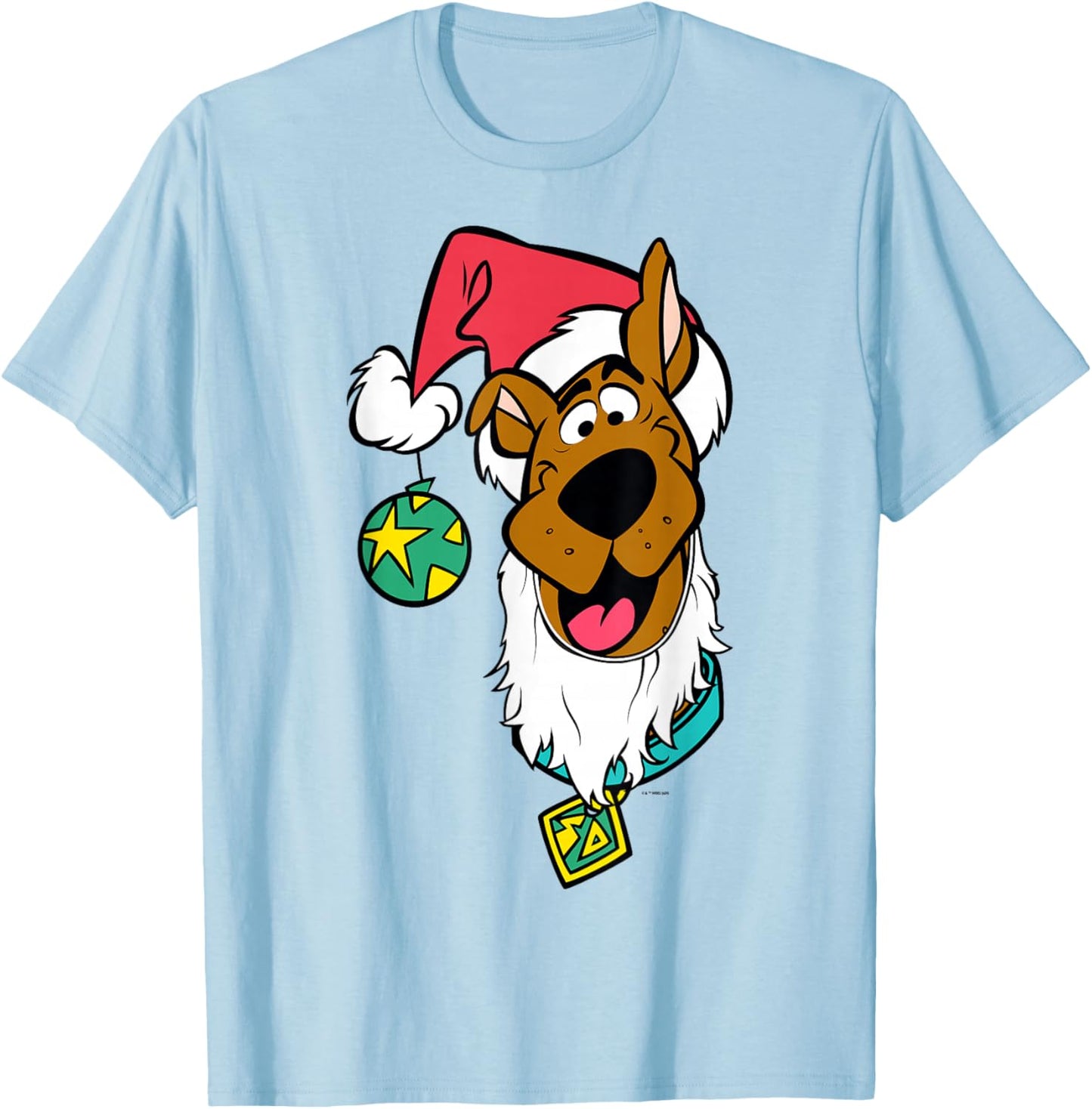 Christmas Scooby Doo Santa Hat Beard T-Shirt - T-Shirt | Light Blue